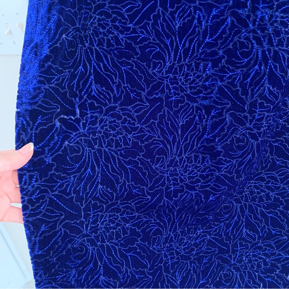 Royal Blue Patterned Velvet Skirt - Picture 8 of 17